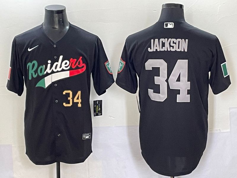 Men 2025 Oakland Raiders #34 Jackson Black Joint Name Nike Limited NFL Jersey style 64